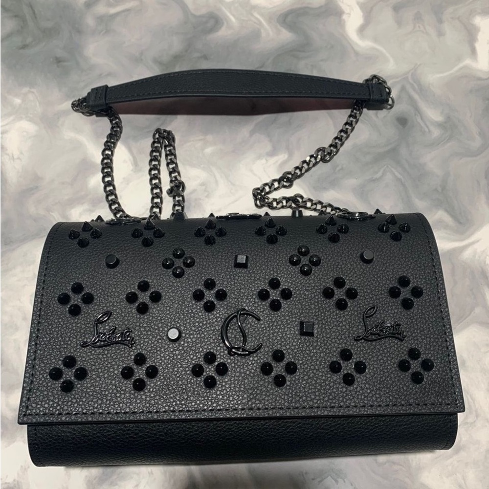 Christian Louboutin Black Crossbody Bag with Perforated Design